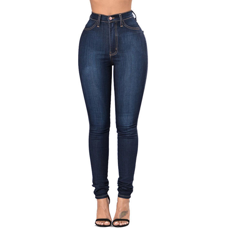 컬러 패드 프루프 Wholesale 여성 청바지 고 허리 연필 얇은 스트레칭 청바지 긴